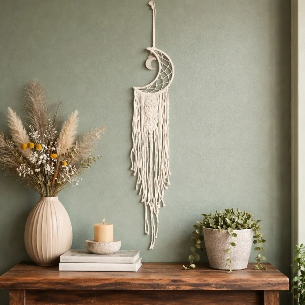 Macrame Moon Dreamcatcher Wall Hanging Boho Bedroom Nursery Decor 38